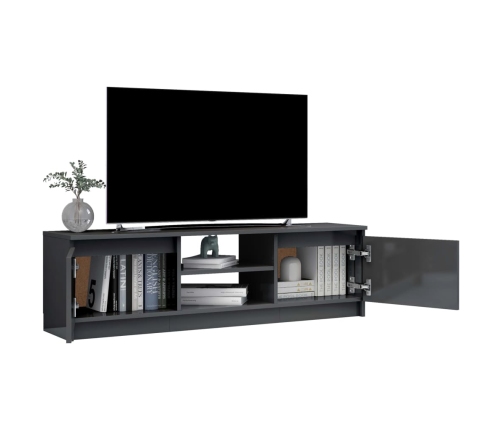 Mueble de TV de aglomerado gris brillante 120x30x35,5 cm