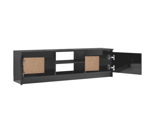 Mueble de TV de aglomerado gris brillante 120x30x35,5 cm