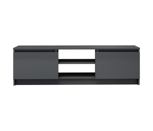 Mueble de TV de aglomerado gris brillante 120x30x35,5 cm