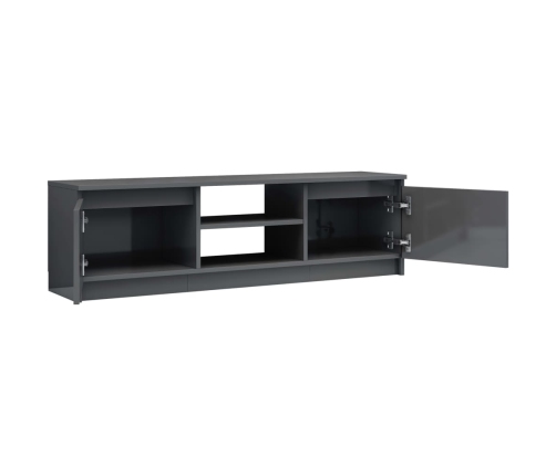 Mueble de TV de aglomerado gris brillante 120x30x35,5 cm