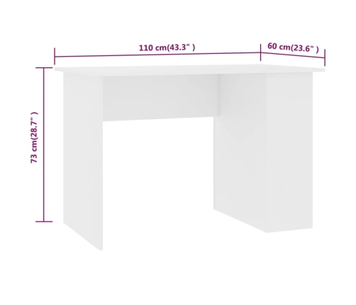 Escritorio de madera contrachapada blanco 110x60x73 cm