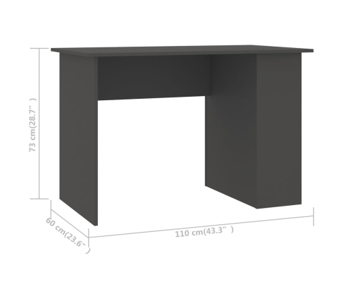 Escritorio de madera contrachapada gris 110x60x73 cm