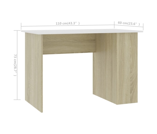 Escritorio madera contrachapada blanco roble Sonoma 110x60x73cm