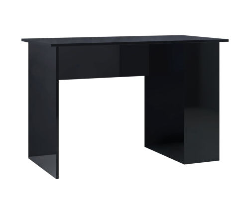 Escritorio de madera contrachapada negro brillo 110x60x73 cm