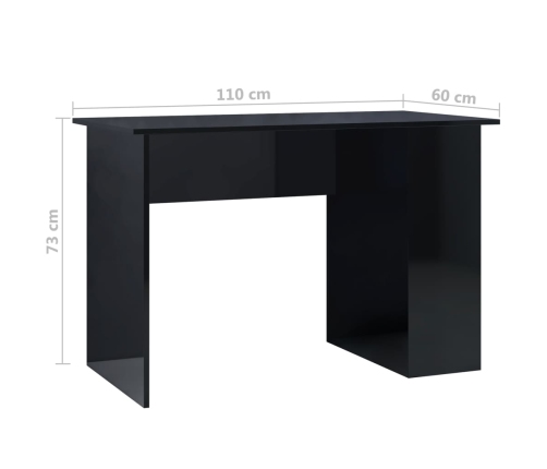 Escritorio de madera contrachapada negro brillo 110x60x73 cm