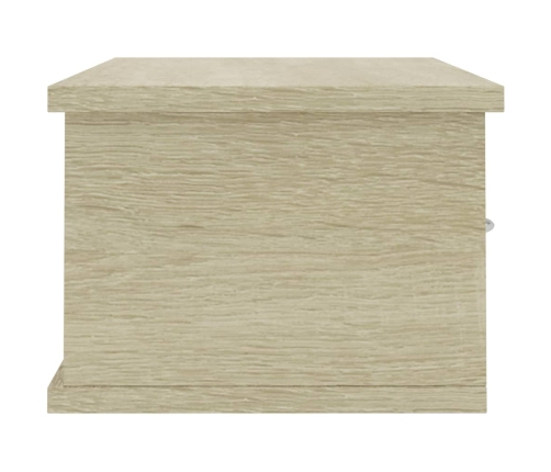 Estante cajones pared contrachapada blanco y roble 60x26x18,5cm