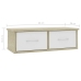 Estante cajones pared contrachapada blanco y roble 60x26x18,5cm