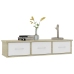 Estante cajones pared contrachapada blanco y roble 88x26x18,5cm