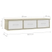 Estante cajones pared contrachapada blanco y roble 88x26x18,5cm