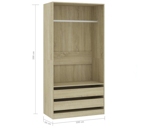 Armario madera contrachapada color roble Sonoma 100x50x200 cm