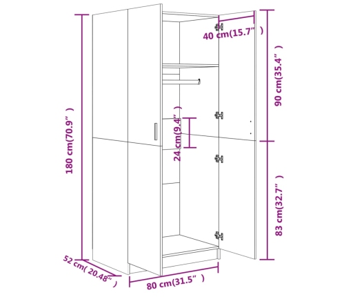 Armario de madera contrachapada roble Sonoma 80x52x180 cm