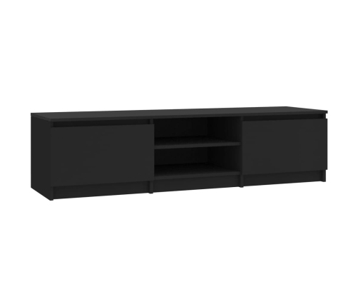 Mueble de TV madera contrachapada negro 140x40x35,5 cm