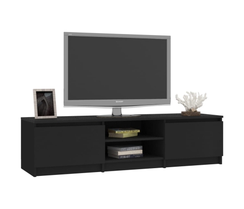 Mueble de TV madera contrachapada negro 140x40x35,5 cm