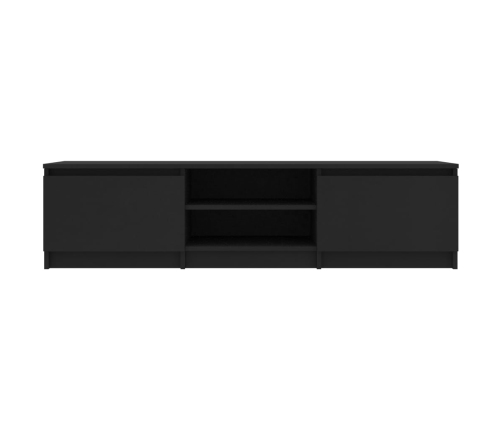 Mueble de TV madera contrachapada negro 140x40x35,5 cm