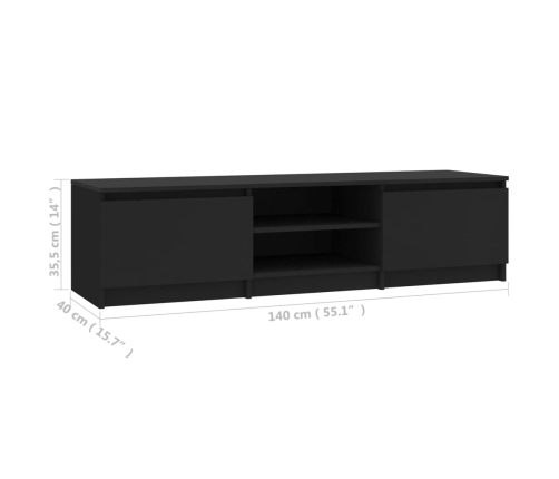 Mueble de TV madera contrachapada negro 140x40x35,5 cm