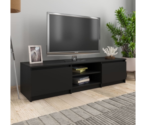 Mueble de TV madera contrachapada negro 140x40x35,5 cm