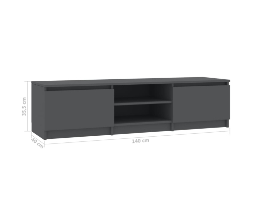 Mueble de TV madera contrachapada gris 140x40x35,5 cm