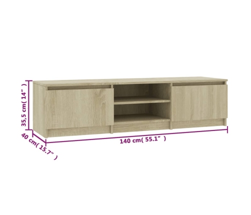 vidaXL Mueble TV madera contrachapada color roble Sonoma 140x40x35,5cm