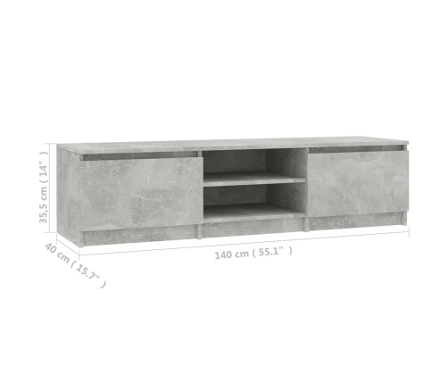 vidaXL Mueble de TV madera contrachapada gris hormigón 140x40x35,5 cm