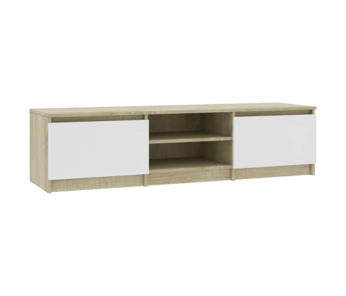 vidaXL Mueble de TV madera contrachapada blanco y roble 140x40x35,5 cm