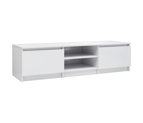 Mueble TV madera contrachapada blanco brillante 140x40x35,5cm