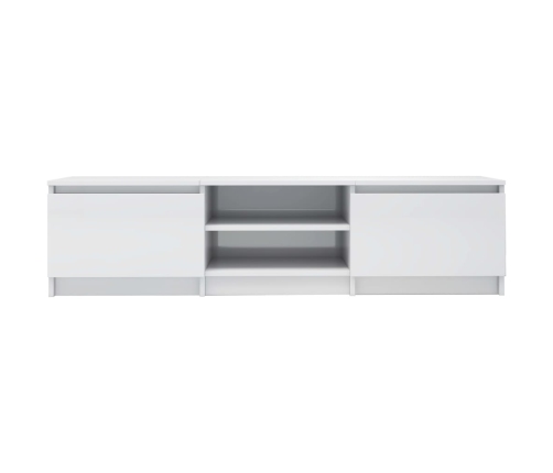 Mueble TV madera contrachapada blanco brillante 140x40x35,5cm