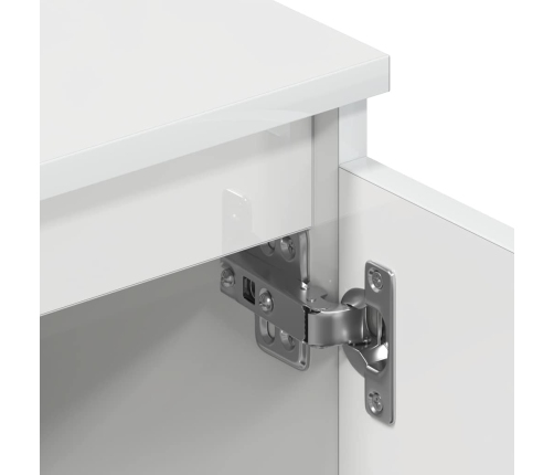 Mueble TV madera contrachapada blanco brillante 140x40x35,5cm
