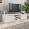 Mueble TV madera contrachapada blanco brillante 140x40x35,5cm