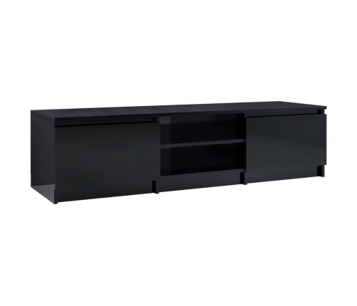 Mueble de TV madera contrachapada negro brillante 140x40x35,5cm