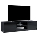 Mueble de TV madera contrachapada negro brillante 140x40x35,5cm