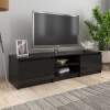 Mueble de TV madera contrachapada negro brillante 140x40x35,5cm