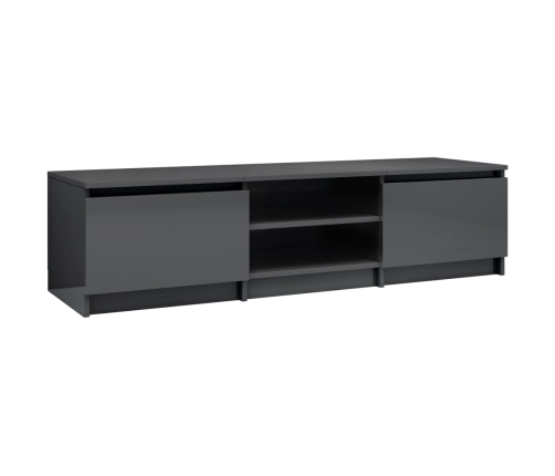 Mueble de TV madera contrachapada gris brillante 140x40x35,5 cm