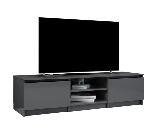 Mueble de TV madera contrachapada gris brillante 140x40x35,5 cm