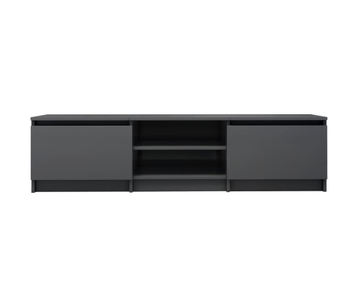 Mueble de TV madera contrachapada gris brillante 140x40x35,5 cm