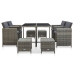 Set de comedor de jardín 9 pzas y cojines ratán sintético gris