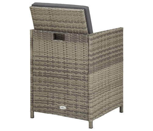 Set de comedor de jardín 9 pzas y cojines ratán sintético gris