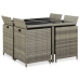 Set de comedor de jardín 9 pzas y cojines ratán sintético gris