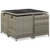 Set de comedor de jardín 9 pzas y cojines ratán sintético gris