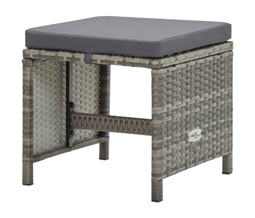 Set de comedor de jardín 9 pzas y cojines ratán sintético gris