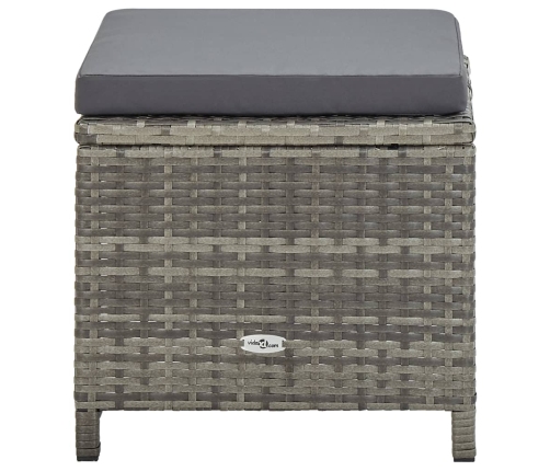 Set de comedor de jardín 9 pzas y cojines ratán sintético gris