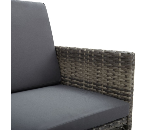 Set de comedor de jardín 9 pzas y cojines ratán sintético gris