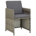 Set de comedor de jardín 9 pzas y cojines ratán sintético gris