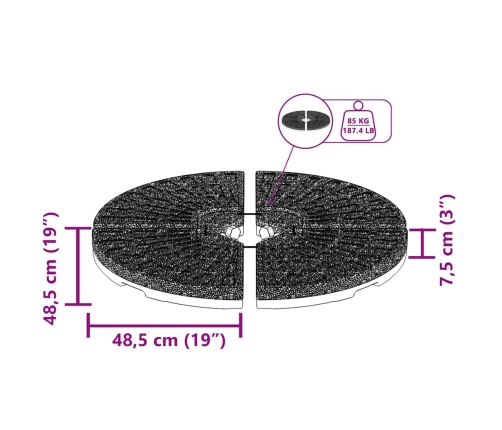 Soporte de sombrilla en forma de ventilador 4 piezas negro
