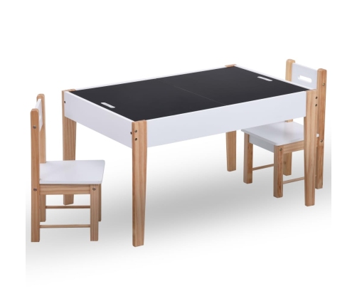 Mesa y sillas infantiles 3 pzas con pizarra negro y blanco