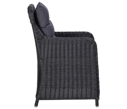 Juego de comedor para jardín 9 piezas ratán sintético negro