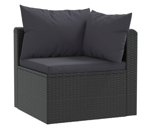 Set de muebles de jardín y cojines 7 pzas ratán sintético negro