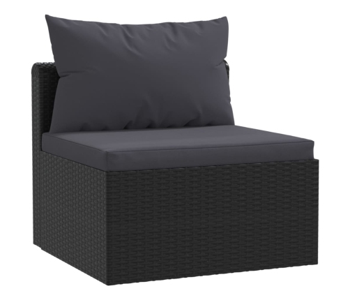 Set de muebles de jardín y cojines 7 pzas ratán sintético negro