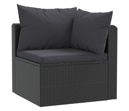 Set muebles de jardín 5 piezas y cojines ratán sintético negro