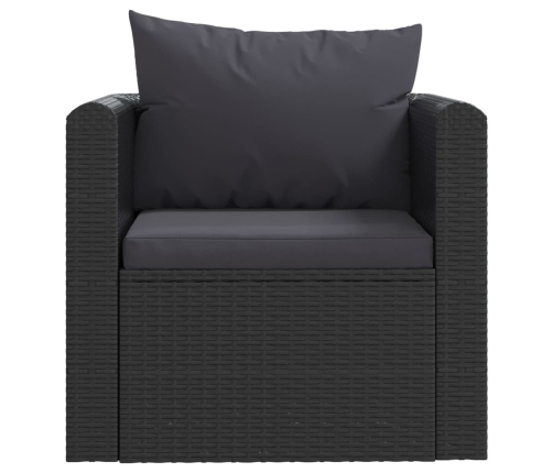 Sillón con cojines de ratán sintético negro