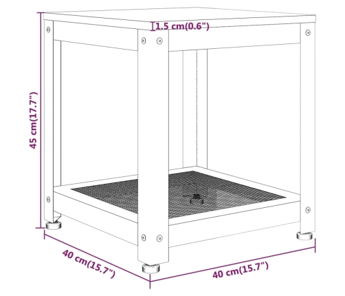 Mesita auxiliar MDF y hierro gris y negro 40x40x45 cm